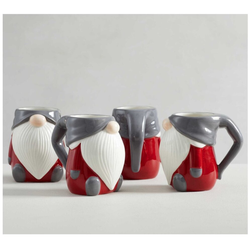 Gnome Shaped Ceramic Mugs Set of 4